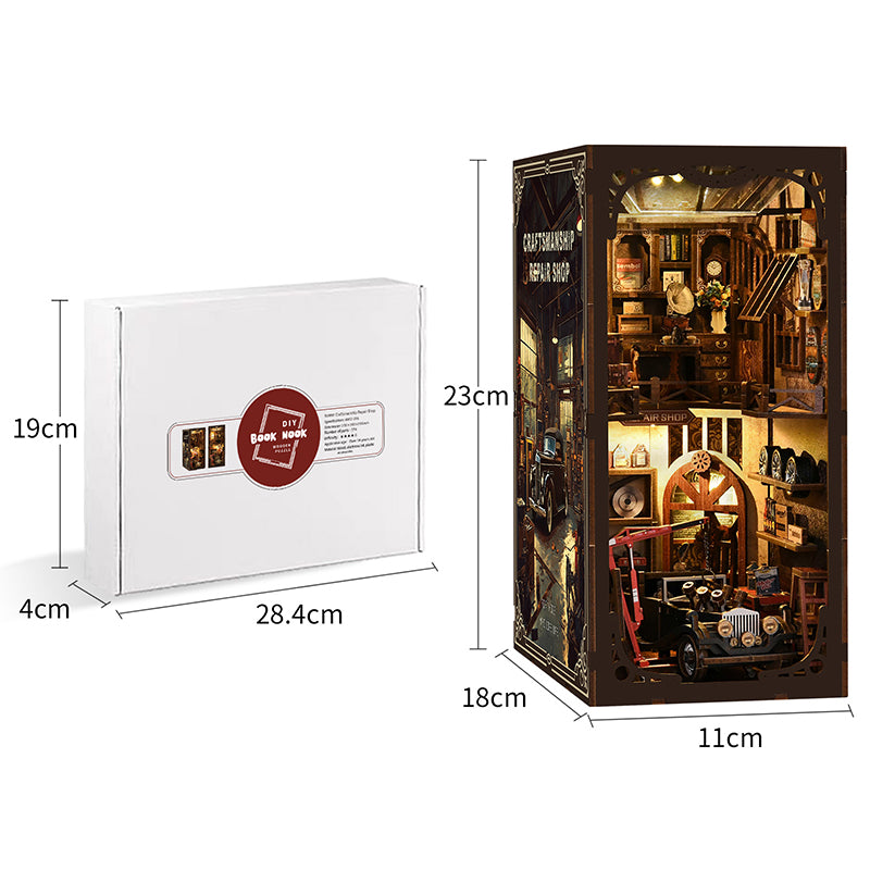 Craftsmanship Repair Shop booknook - afmetingen en verpakking