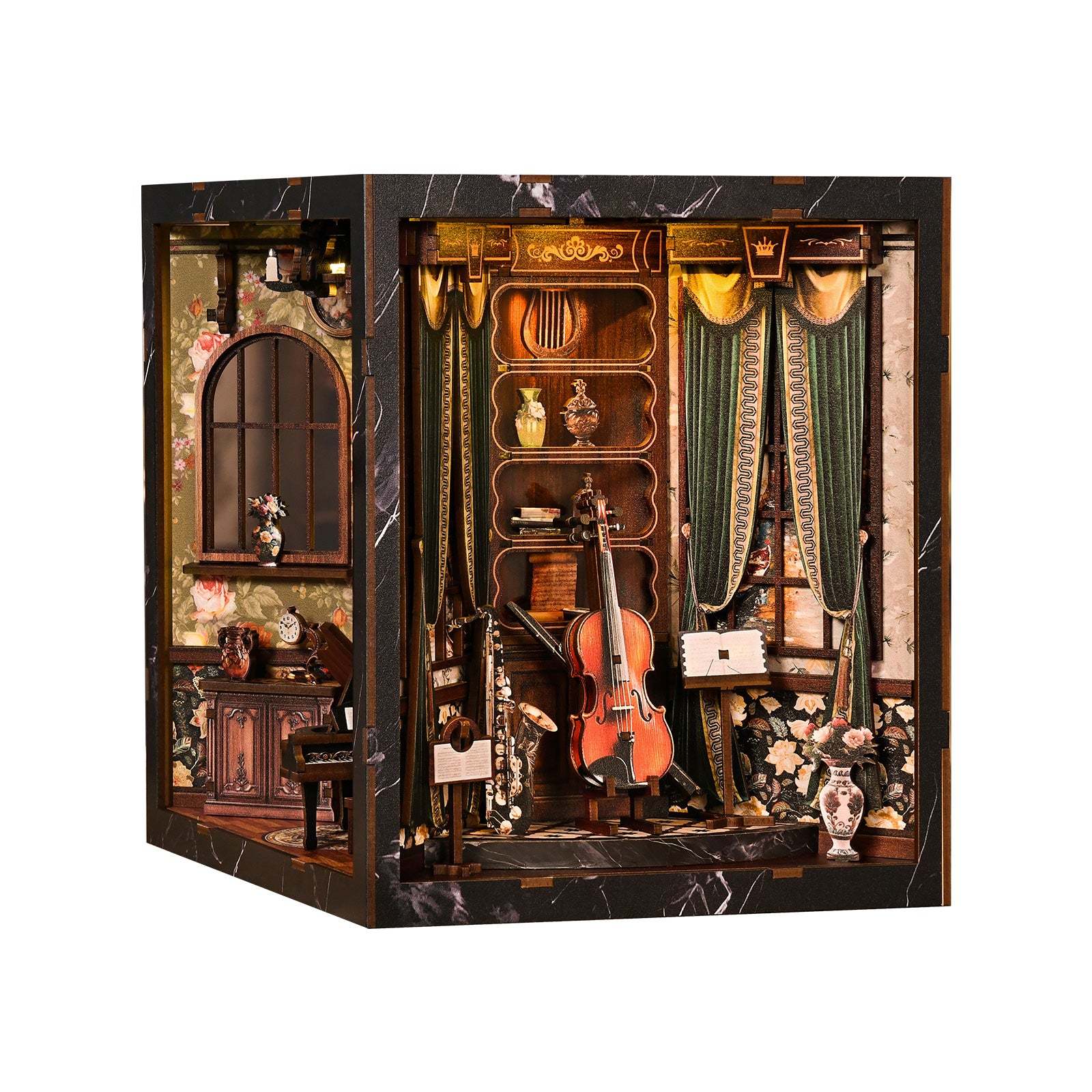 Miniatuur bouwpakket Europese Muziekkamer – schuin links