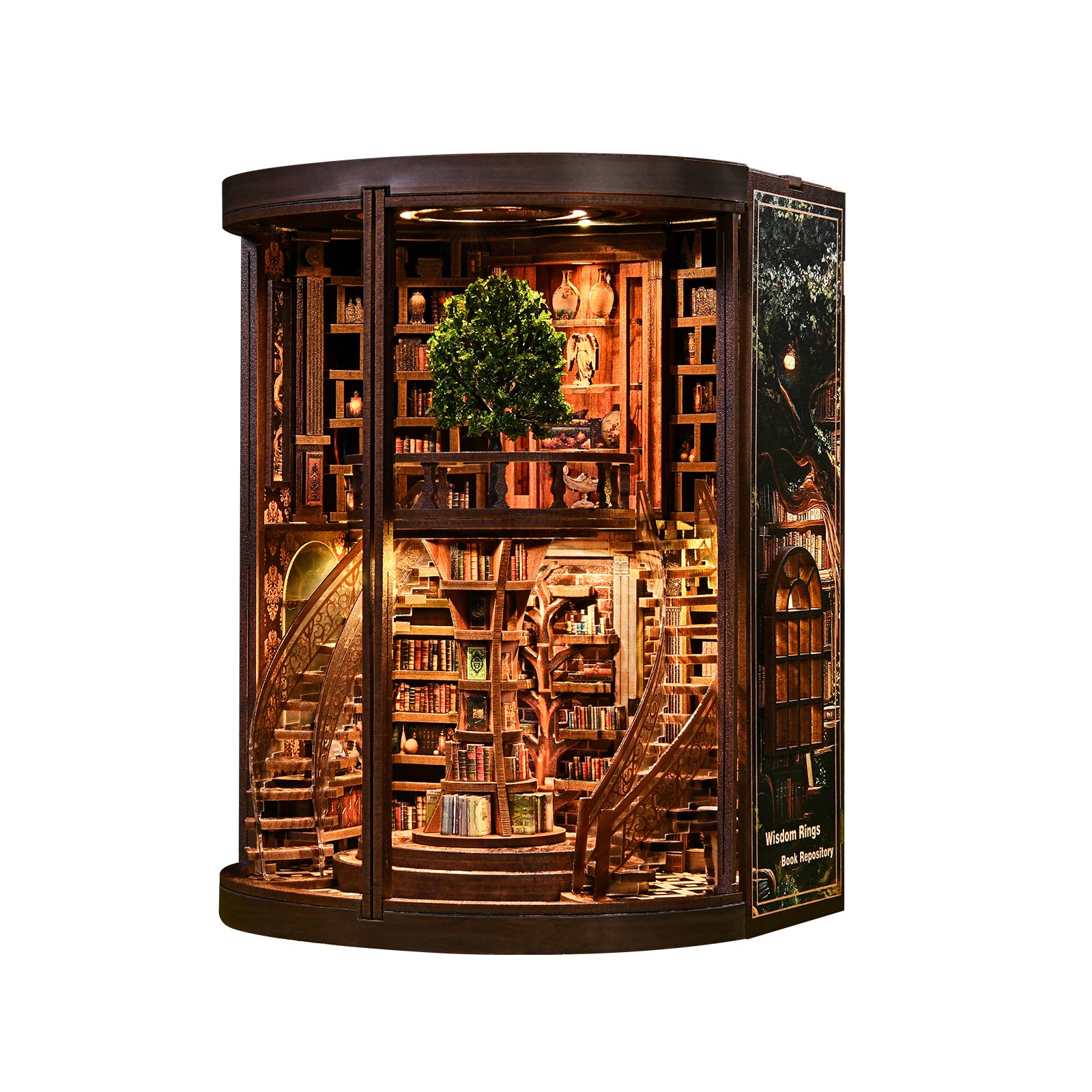 Miniatuur bouwpakket Wisdom Rings Library – schuin rechts
