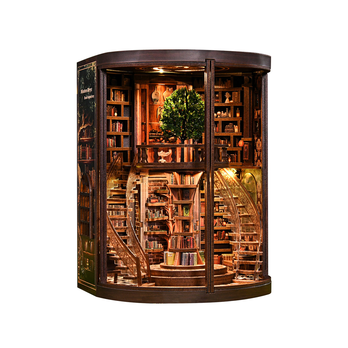 Miniatuur bouwpakket Wisdom Rings Library – schuin links