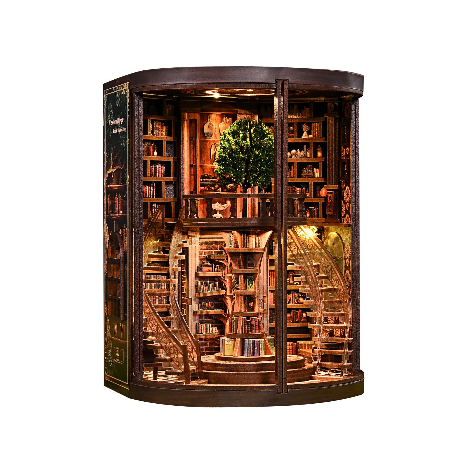 Miniatuur bouwpakket Wisdom Rings Library – schuin links