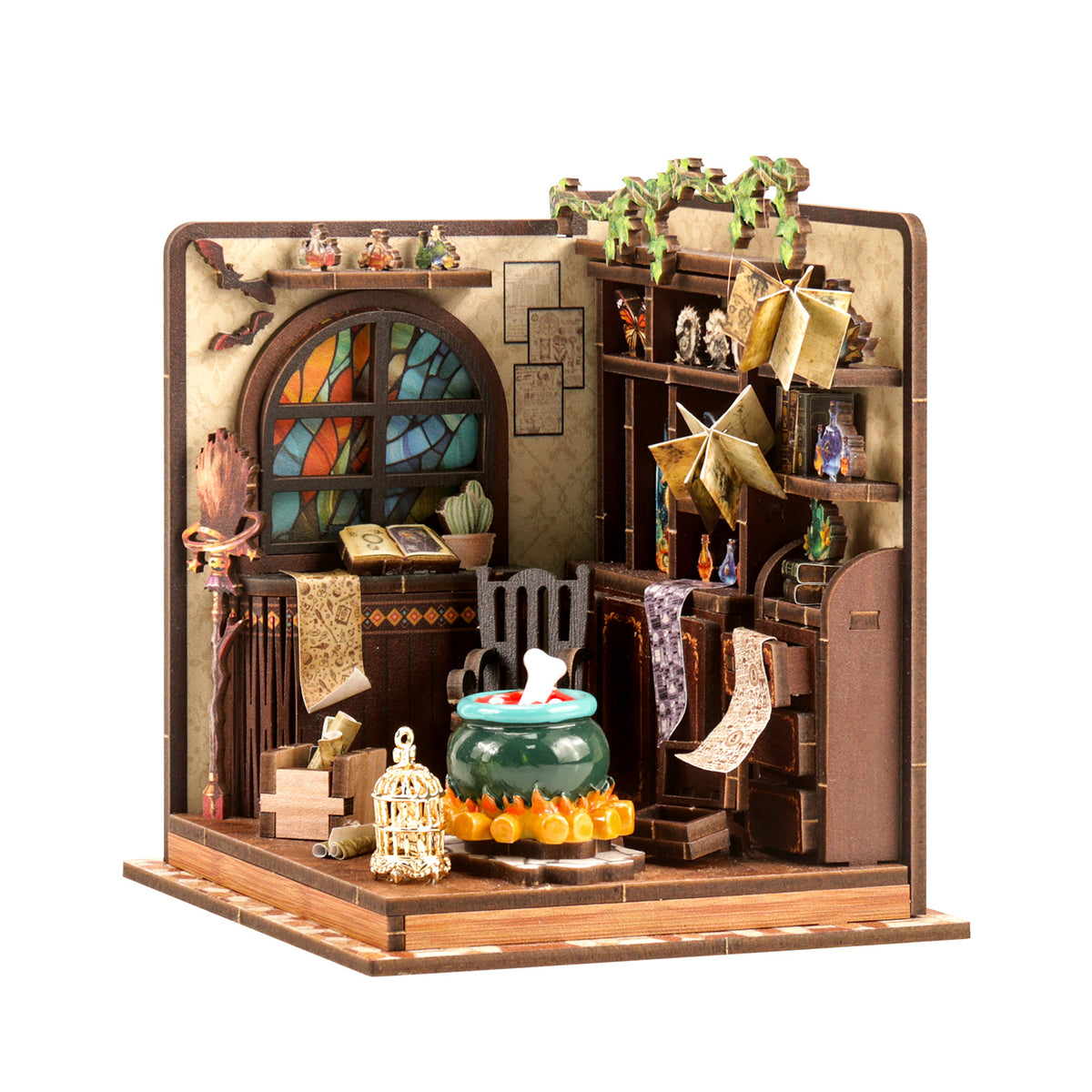 Miniatuur bouwpakket Magic Potion Workshop – schuin links