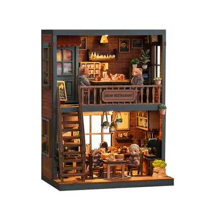Miniatuur bouwpakket Berenrestaurant – schuin rechts