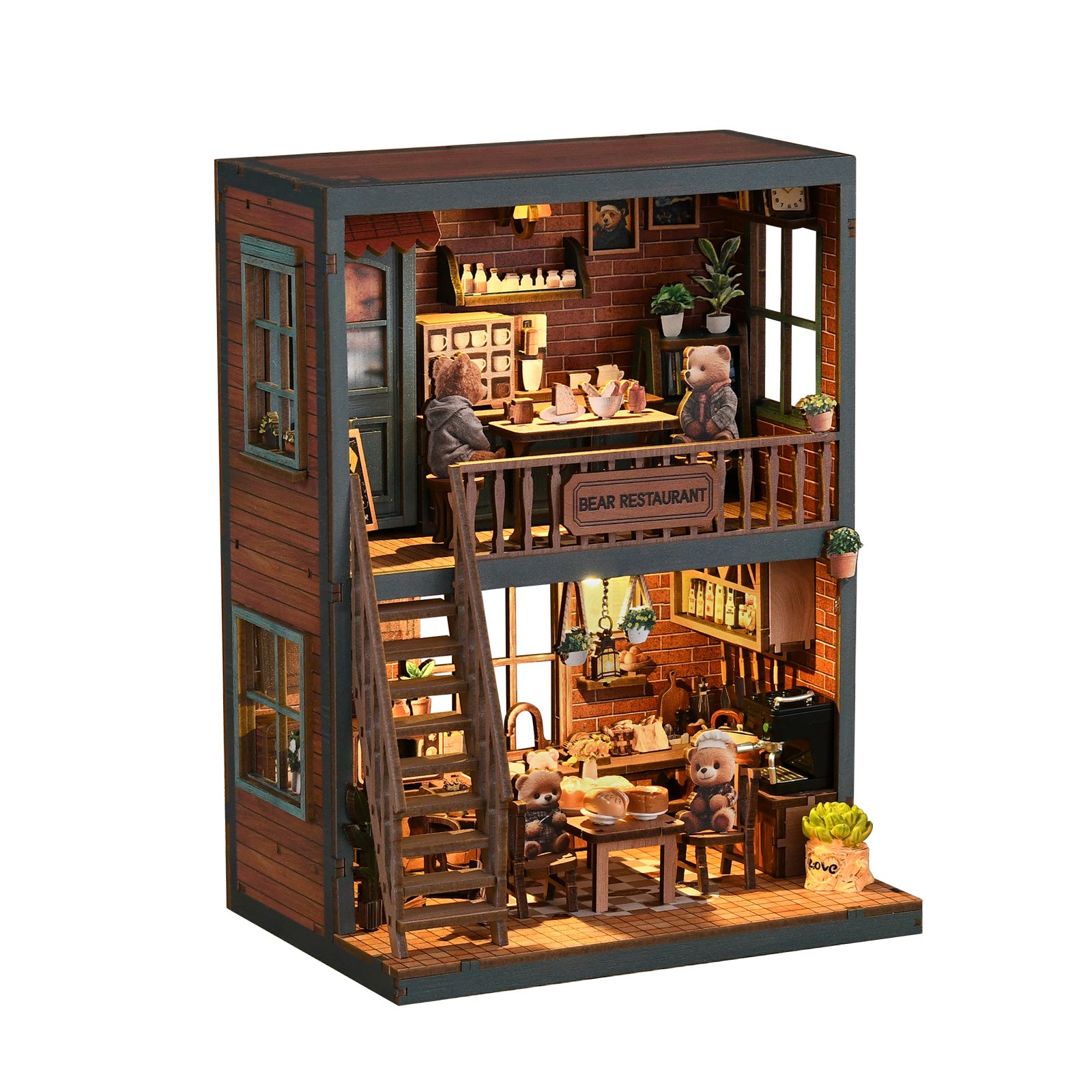 Miniatuur bouwpakket Berenrestaurant – schuin links