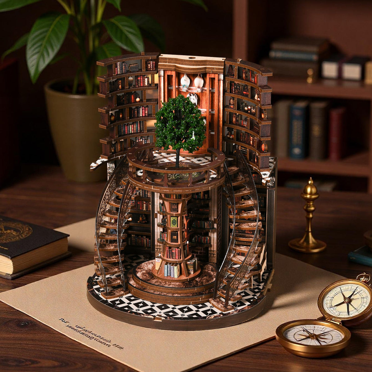 Miniatuur bouwpakket Wisdom Rings Library - Assemblr